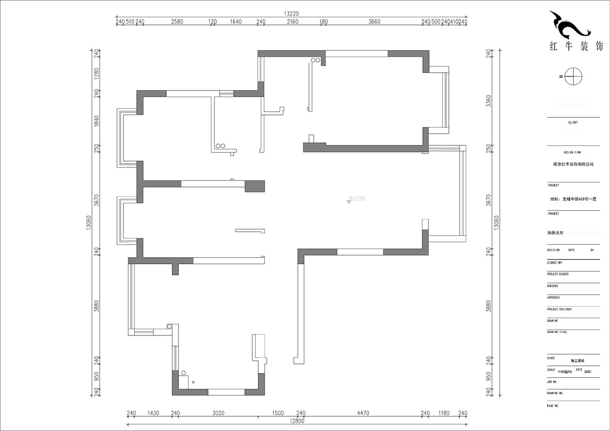 朱明琪｜海德北岸17-1-1401-120㎡-简约风格｜3室2厅2卫｜新房装修｜定制家￥185496｜全包17万｜00_01原始结构图